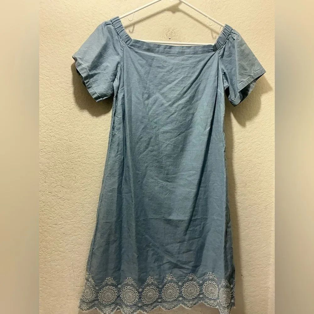 Maison Jules Light Blue Off-Shoulder Mini Dress